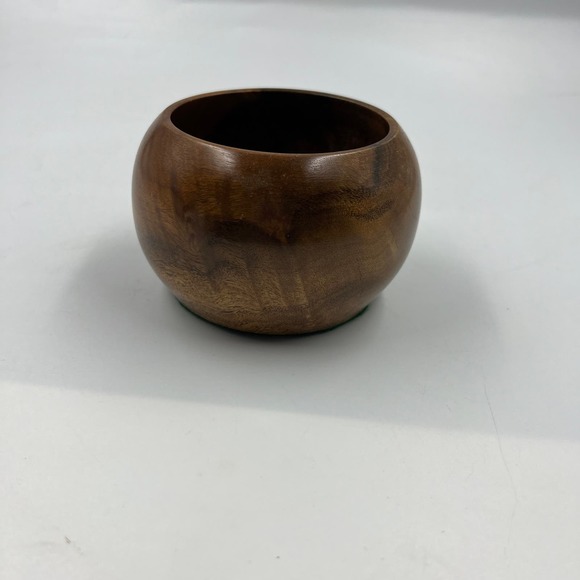 Vintage Handmade Calabsah Bowl Salt Dish Serving Wooden 5 Inch MCM Oil Rubbed - Picture 8 of 9